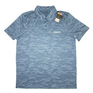 NWT NOBULL Men’s Lightweight Textured Polo Coastal Blue Camo Size L